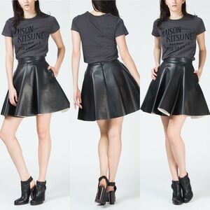 MSGM Black Faux Leather Skirt Size 42 US Size 8 NWOT $315